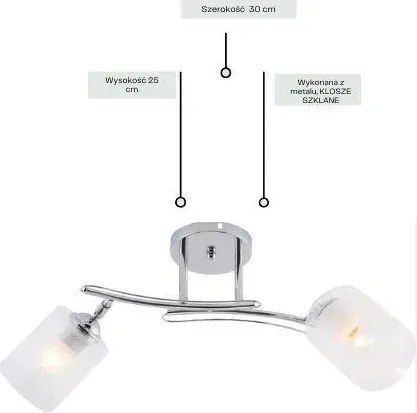 Chromowy żyrandol z dwoma szklanymi kloszami C6-S21