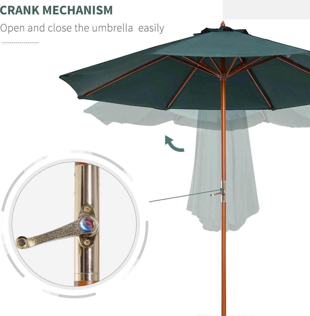 Outsunny Parasol ogrodowy 27m zielony z ochroną UV i stabilną konstrukcją | Aosom PL