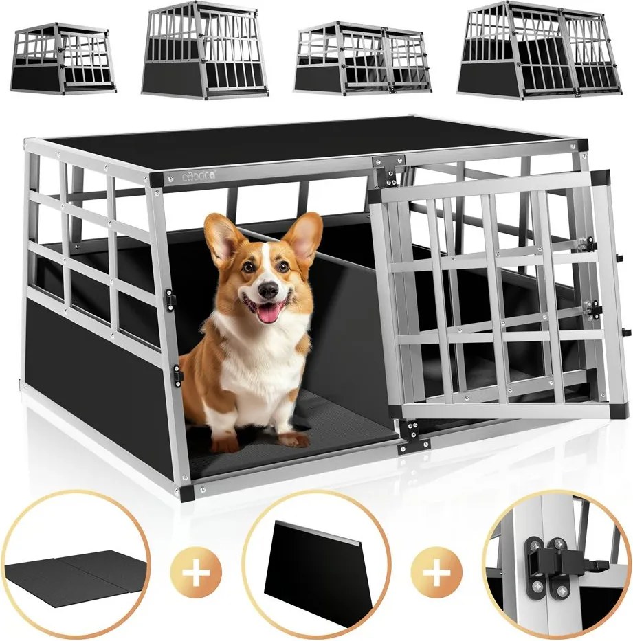Transporter dla psa BRUNO, 89x70x51cm, srebrna/czarna Cadoca