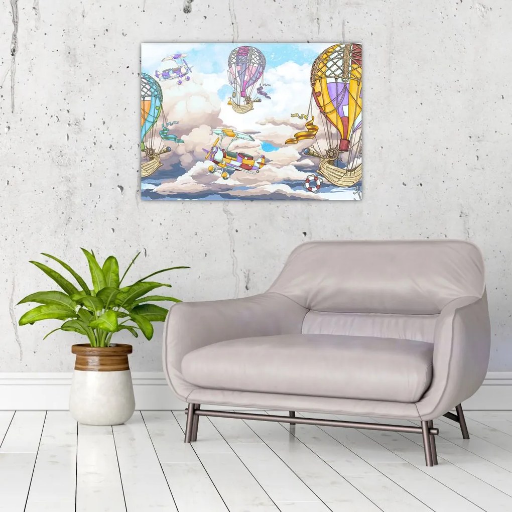 Obraz na szkle - Wyprawa w chmurach (70x50 cm)