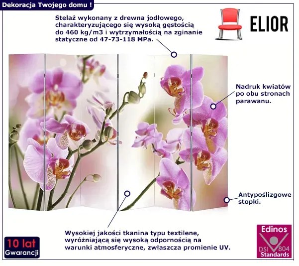 Kolorowy parawan w kwiaty - Folken 3X 217 x 170 cm