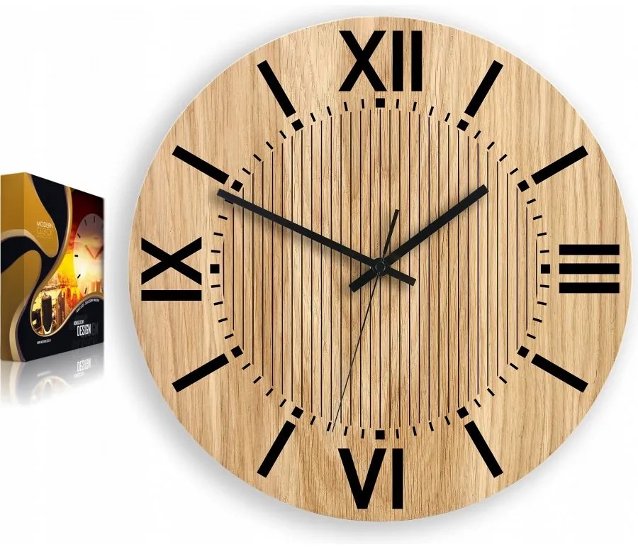 Zegar na ścianę nowoczesny drewniany z cichym mechanizmem okrągły solidny