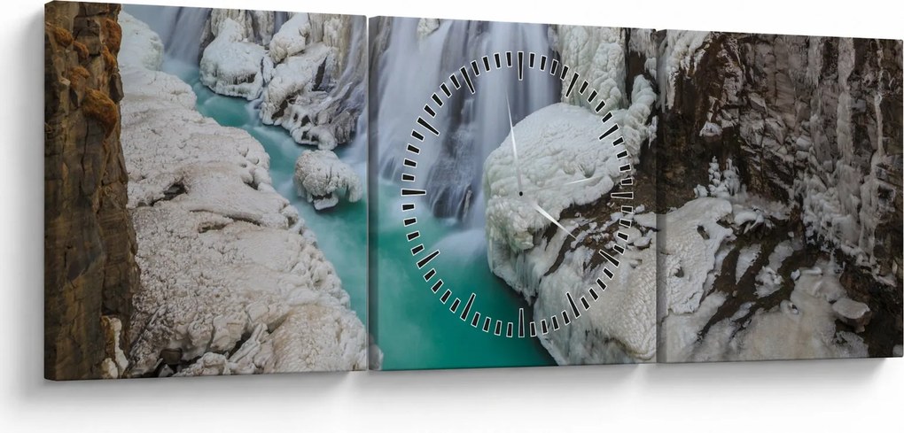 Obraz - Islandzka przyroda (z zegarem) (90x30 cm)