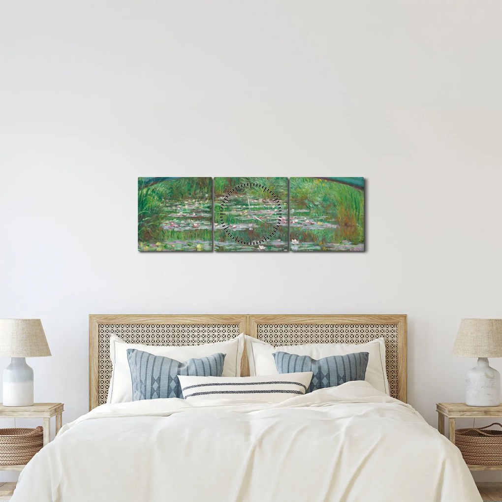 Obraz - Claude Monet, The Japanese Footbridge, reprodukcje (z zegarem) (90x30 cm)