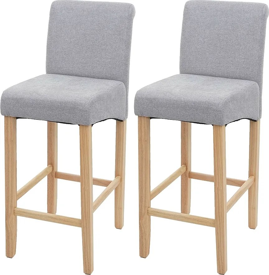 Stołek barowy MCW-C33 (zestaw 2 szt.),  jasnoszary, jasne nogi, tkanina/tekstylia