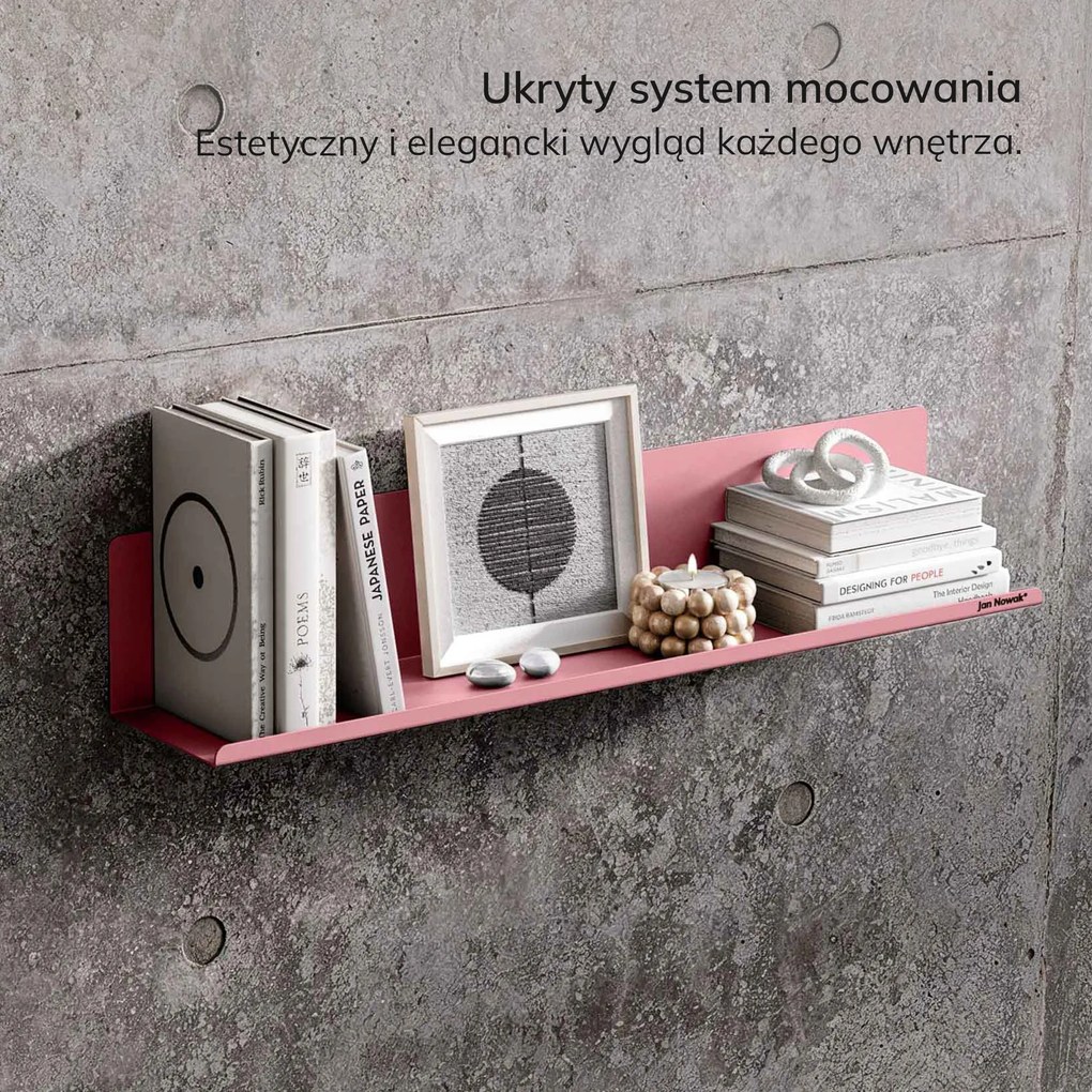 Półka wisząca metalowa pudrowy róż, 700 mm: JOANNE Fresh Style
