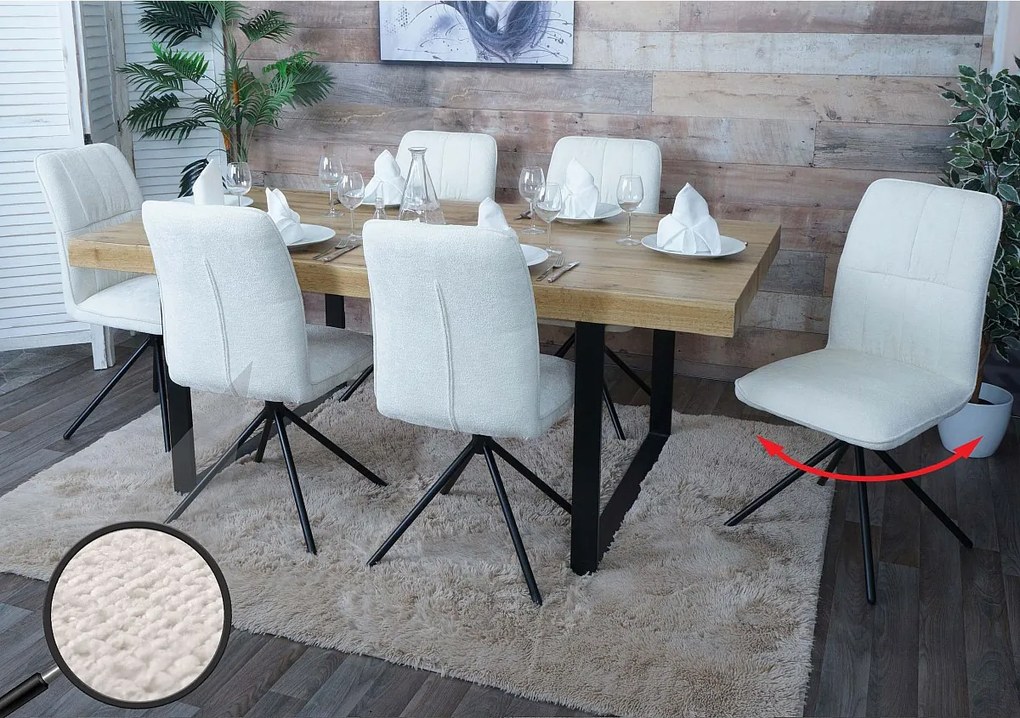 Krzesło do jadalni MCW-N99 (zestaw 6 sztuk),  kremowe