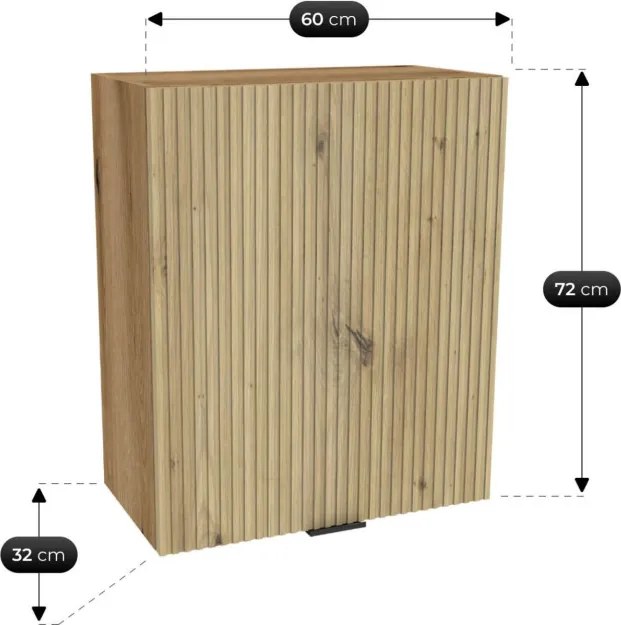 Zestaw Mebli Kuchennych MODERN 200 cm Dąb/Biały Połysk Ryflowany Nowoczesny