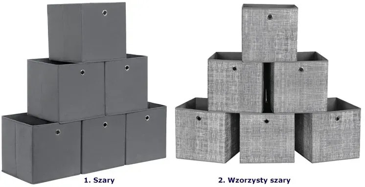 Zestaw 6 składanych organizerów wzorzysty szary G0-Z77