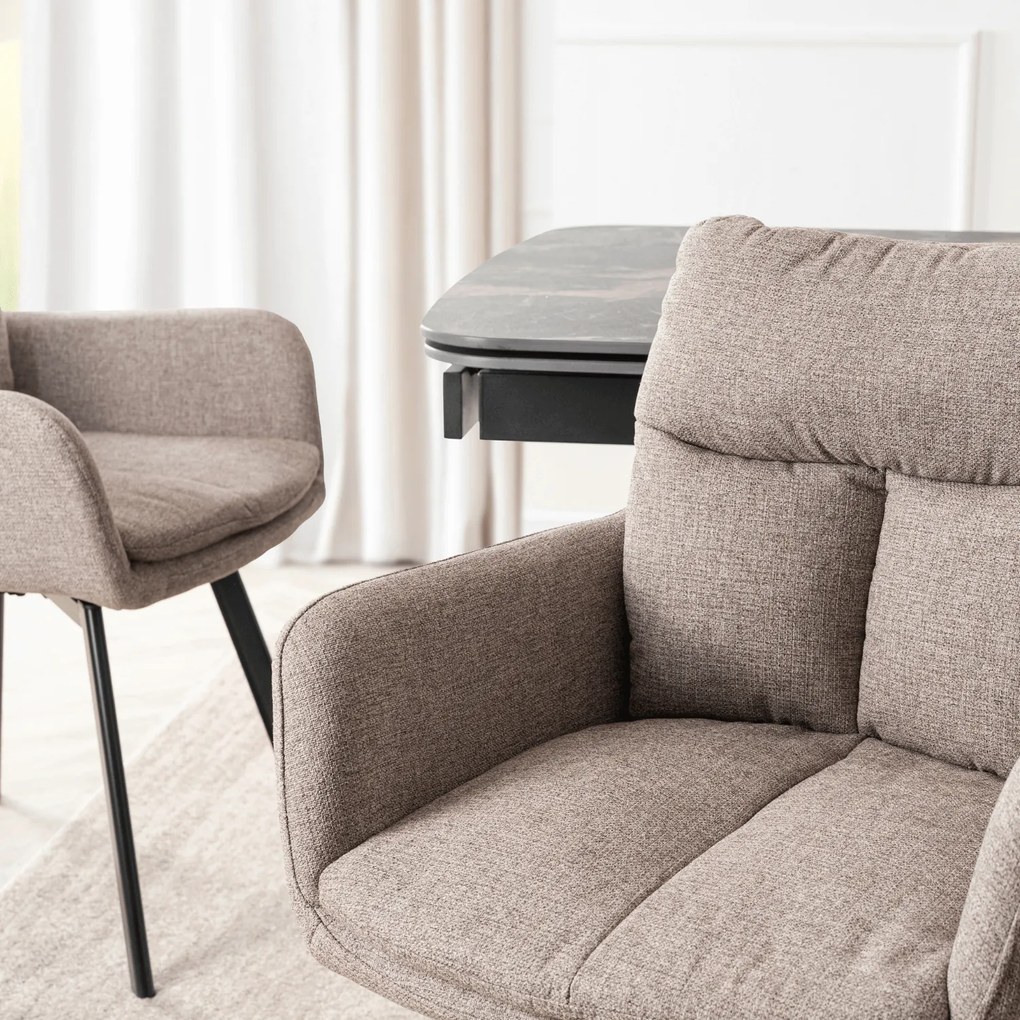 Krzesło Tapicerowane Obrotowe do Salonu CORTADO Brązowe Nowoczesne