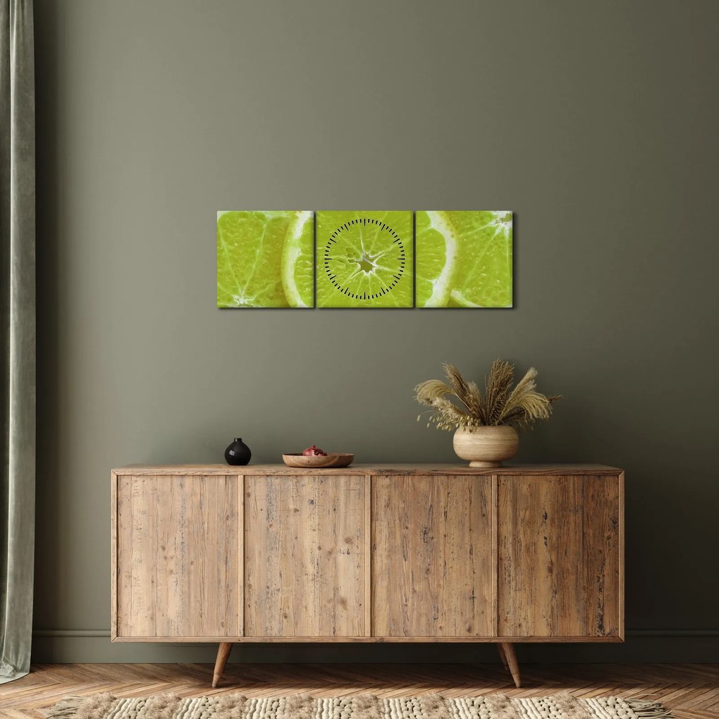 Obraz - pokrojone cytryny (z zegarem) (90x30 cm)