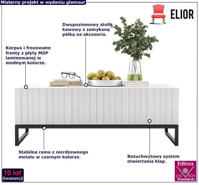Lamelowy biały kawowy stolik M4-Z78
