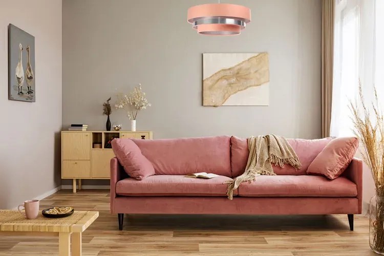 Różowo-srebrna okrągła lampa wisząca nad stół - S458 C8-F91