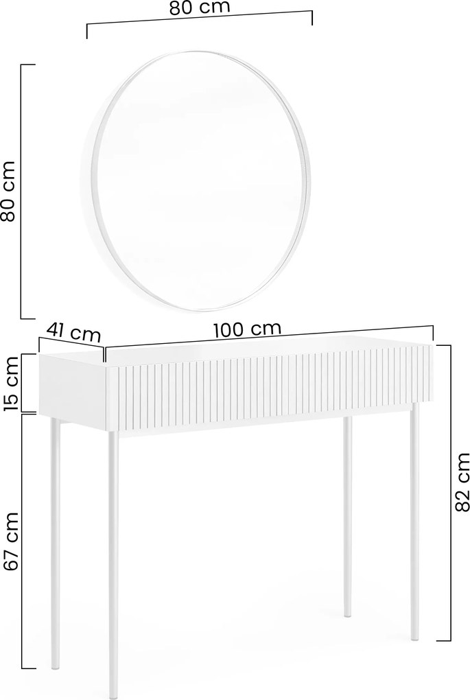 Toaletka Nicole ze złotym lustrem 80 cm - kaszmir / złote nóżki