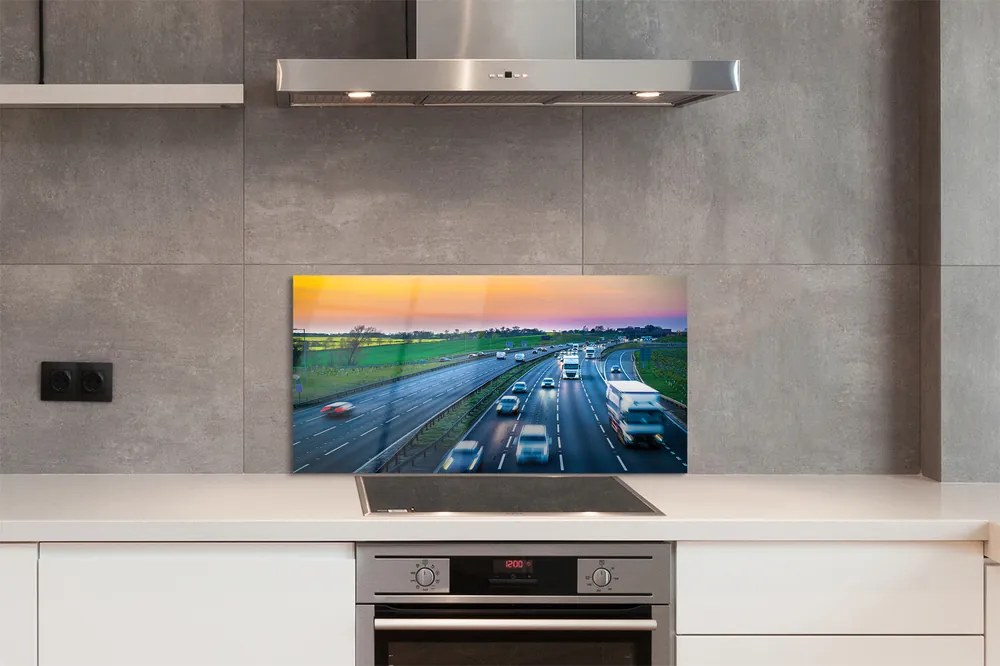 Panel szklany do Kuchni Autostrada pod Błękitnym Niebem