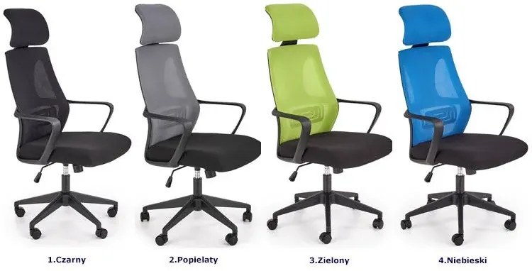 Popielato Fotel Czarny Obrotowy Do 36 Kolorów W5-P49