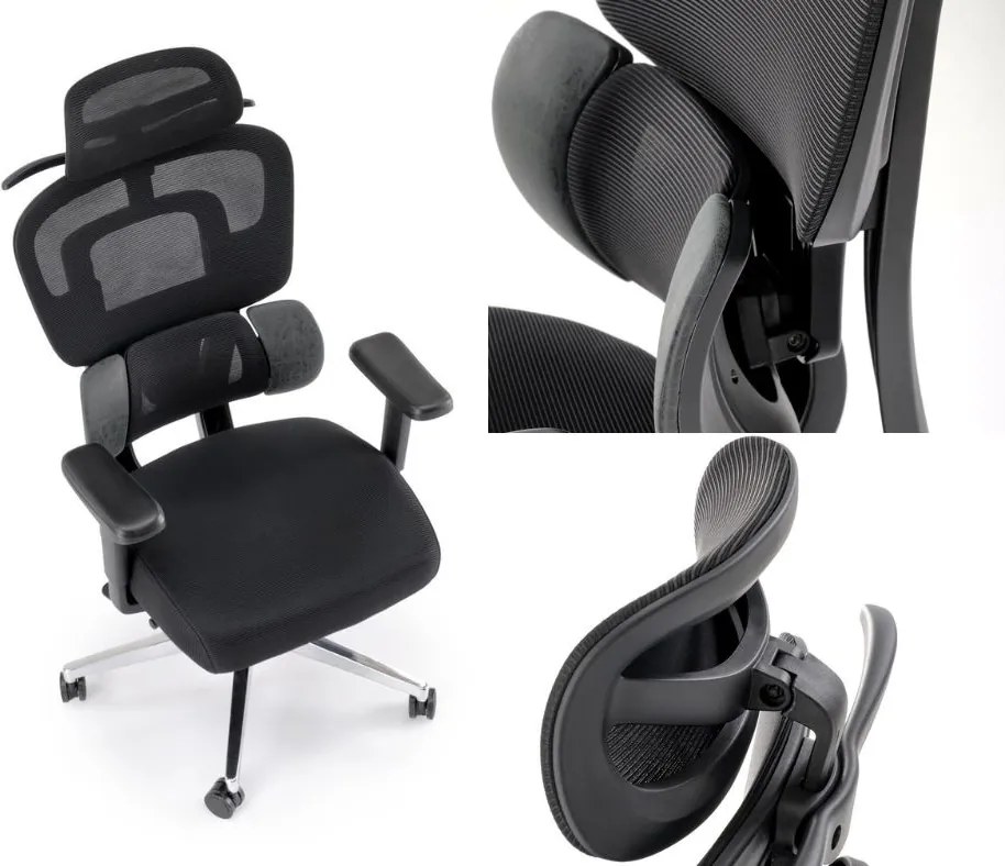 Fotel biurowy ergonomiczny Booster Halmar z regulowanym zagłówkiem