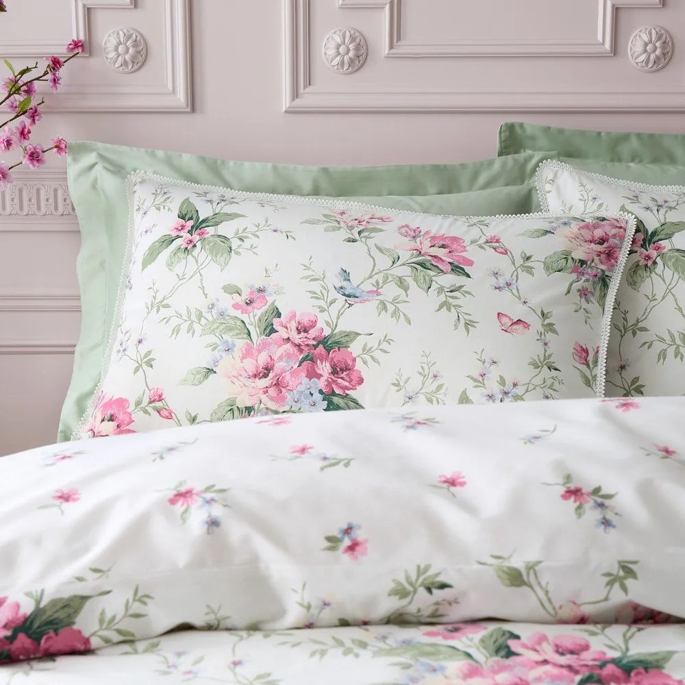 Kremowa pościel dwuosobowa 230x220 cm Bridgerton Penelope Floral – Catherine Lansfield