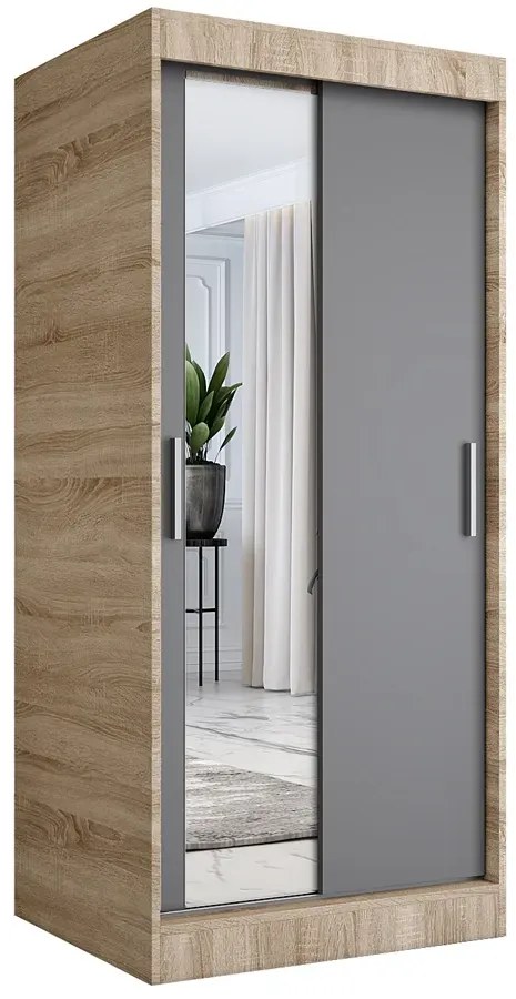 Szafa przesuwna w kolorze dąb sonoma + antracyt H5-M03