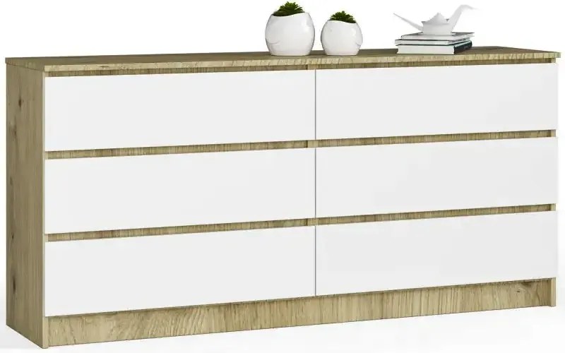 Komoda RTV z szufladami dąb artisan + biały E6-L46