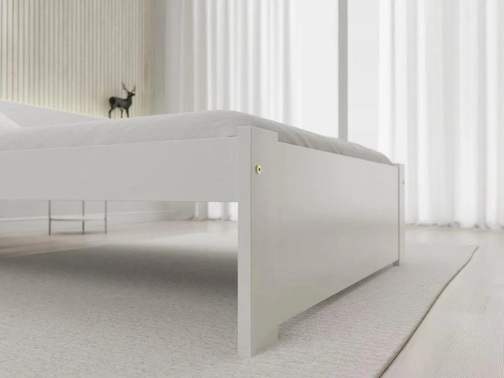 Łóżko IKAROS 80 x 200 cm, białe Stelaż: Ze stelażem listwowym rolowanym elastycznym, Materac: Materac Deluxe 10 cm