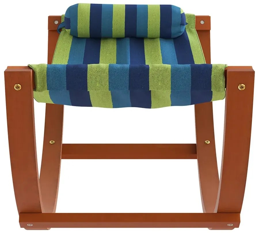 Zielono-niebieski leżak dziecięcy z drewnianym stelażem B6-S29