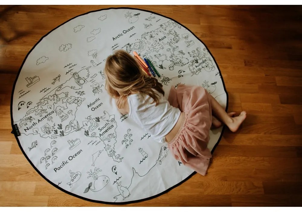 Zestaw dywanu do kolorowania i mazaków do tkanin Butter Kings Colouring World, ø 130 cm