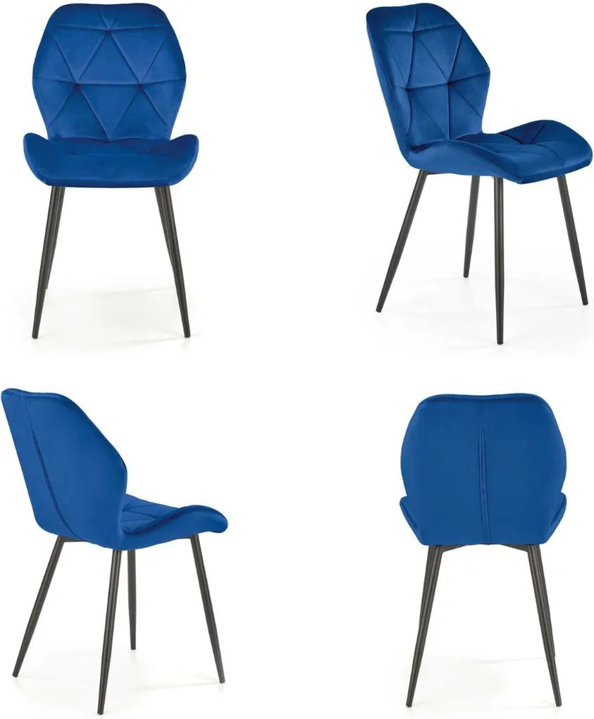 Velvetowe krzesło do jadalni z kubełkowym siedziskiem K453 Halmar