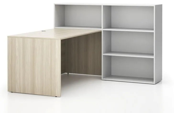 Zestaw mebli biurowych single SEGMENT, 3 półki, prawy, dąb naturalny/biały
