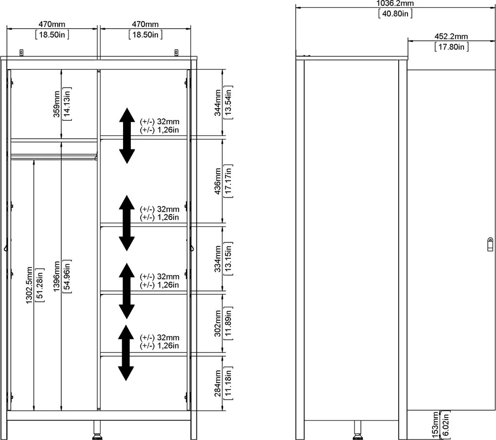 Dwudrzwiowa szafa ubraniowa Madrid 2D, jackson hickory