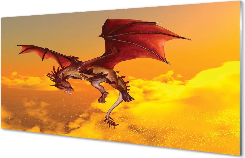 Szkło Ozdobne do Kuchni Smok na Niebie pełnym Chmur