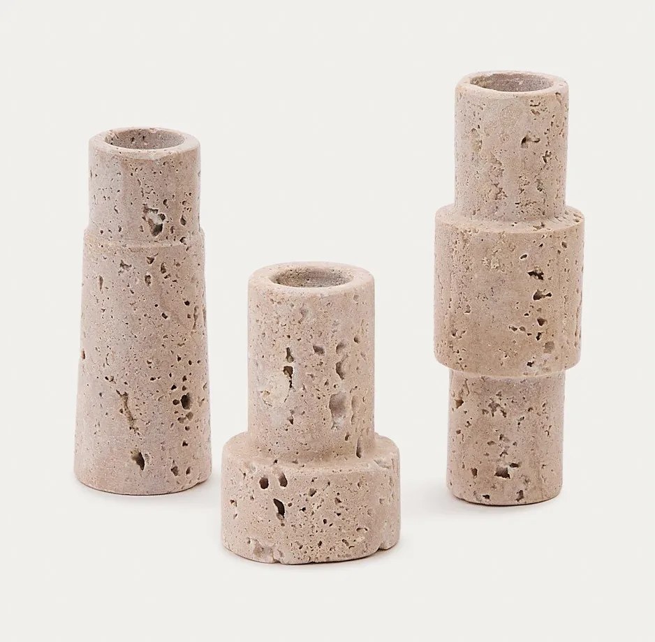 Kamienne świeczniki zestaw 3 szt. Majid – Kave Home
