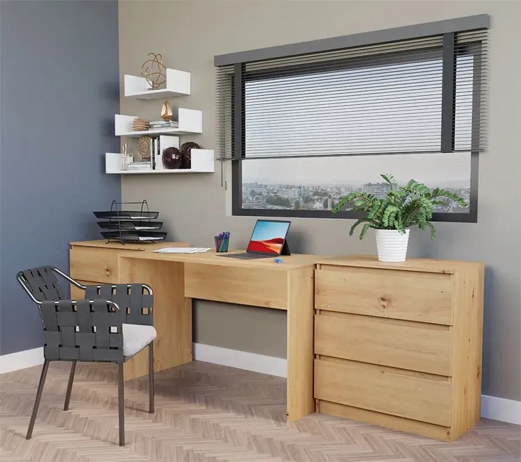 Nowoczesny komplet mebli biurko + komoda dąb artisan Sengalo 6X
