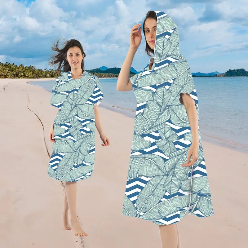 Ponczo plażowe NAVARI niebieskie 80x145 cm