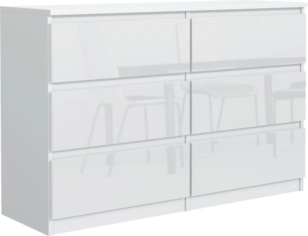 Komoda NUDO 138,5 cm do Salonu Sypialni 6 Szuflad Biały