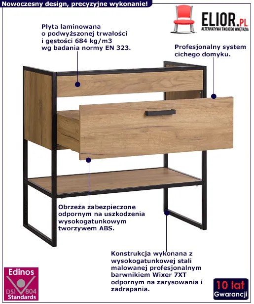 Szafka łazienkowa z umywalką dąb craft - Havana 3S 80 cm