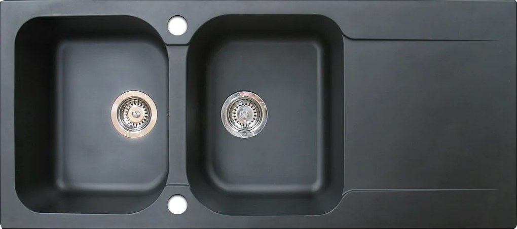 Lisse zlewozmywak dwustronny 2 komory 1 ociekacz z żywicy w kolorze czarna - Essebagno