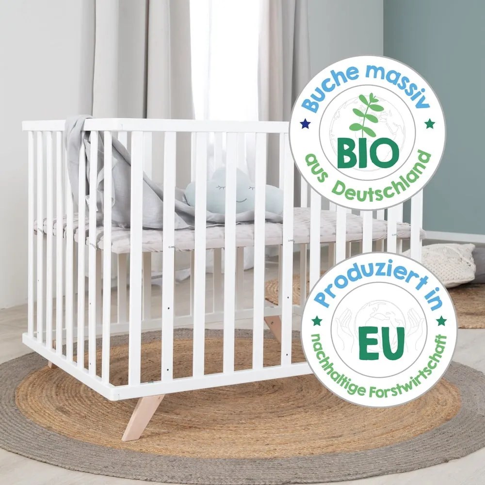 Kojec dla dzieci z litego drewna bukowego z regulowaną wysokością w naturalnym kolorze 75x100 cm Lil Planet – Roba