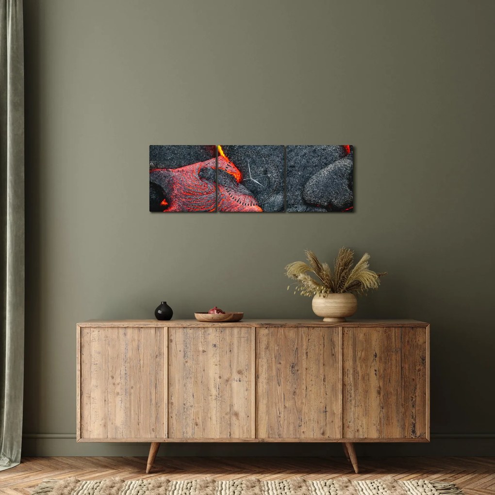 Obraz - Lawa (z zegarem) (90x30 cm)