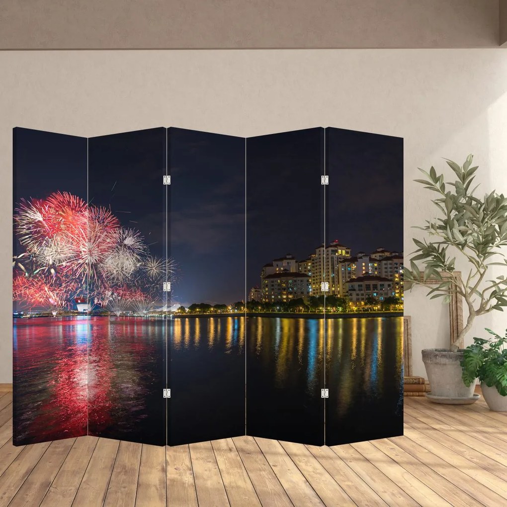 Parawan - Fajerwerki w Singapurze (210x170 cm)