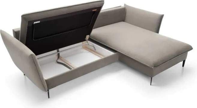 Narożnik GLOSS Prawostronny z funkcją spania, zestaw z poduszkami wolnostojący tkanina RIVIERA 21 Beżowy WERSAL
