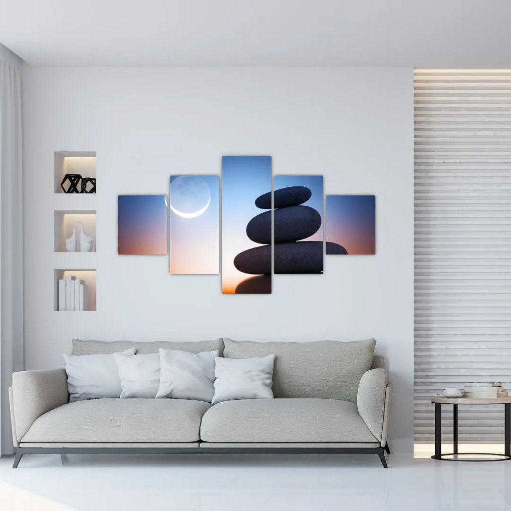 Obraz ułożonych kamieni jeden na drugim (125x70 cm)
