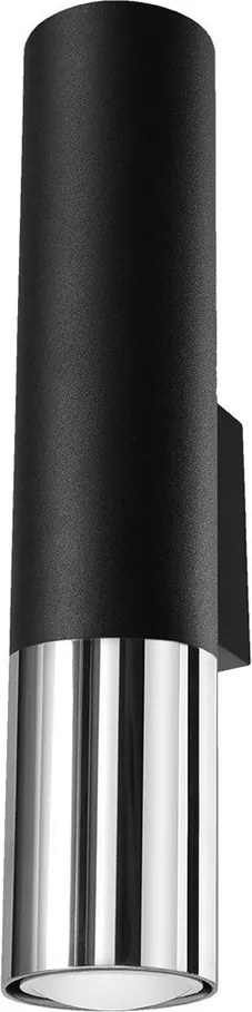 Metalowy kinkiet w czarno-srebrnym kolorze ø 6 cm Longbot – Sollux