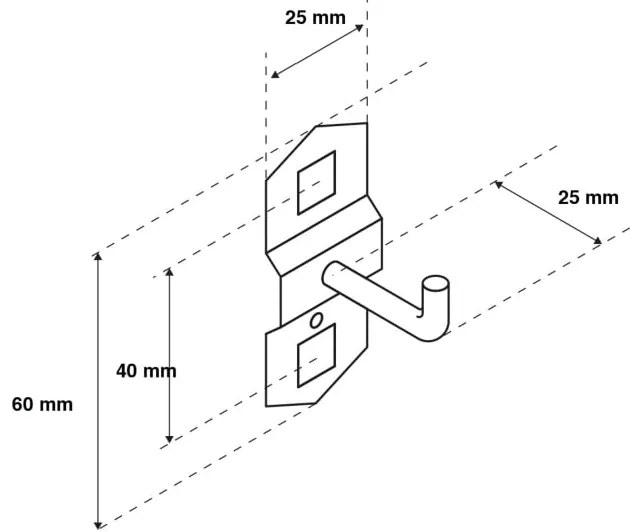 Hak pojedynczy 25 mm