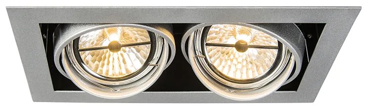 Wpuszczany reflektor stalowy AR111 regulowany 2-światłowy - OneonDesignerski Oswietlenie wewnetrzne