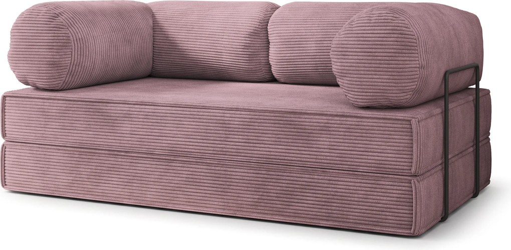 Masseno Sofa piankowa ALVIO z funkcją spania, Kanapa z pianki do salonu, Bezmontażowa, Tkanina sztruksowa – Wrzosowy POSO 130