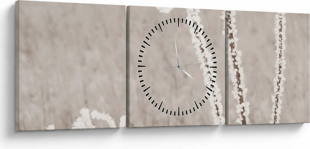 Obraz - Oset w zimie (z zegarem) (90x30 cm)