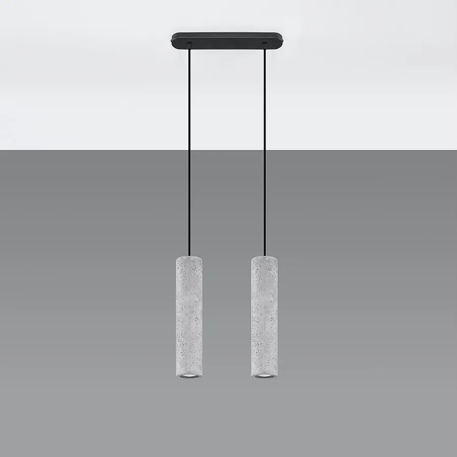 Lampy wiszące industrialny Solvix, beton - 2 źródło światła 4000K - L.30 x H.90 cm - szary