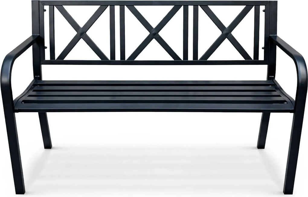Czarna metalowa ławka ogrodowa W0-K24