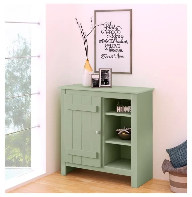 Jasnozielona szafka z litego drewna sosnowego 90x90 cm Bertram – Støraa